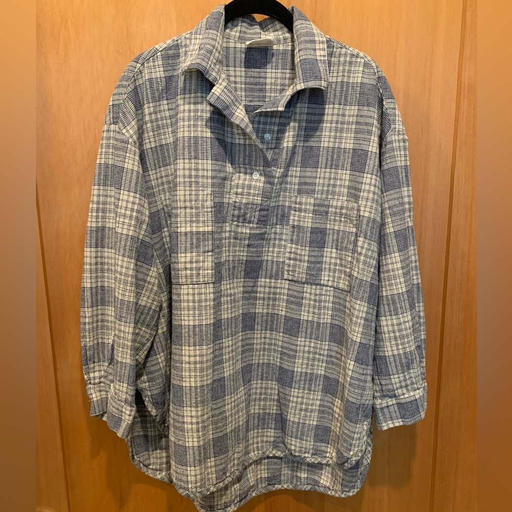 Beaton linen plaid popover shirt m/l